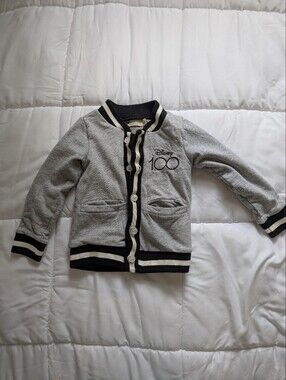 Monica + Andy Disney 100 Mickey Grey and Black Bomber Jacket Size 4t Button Up